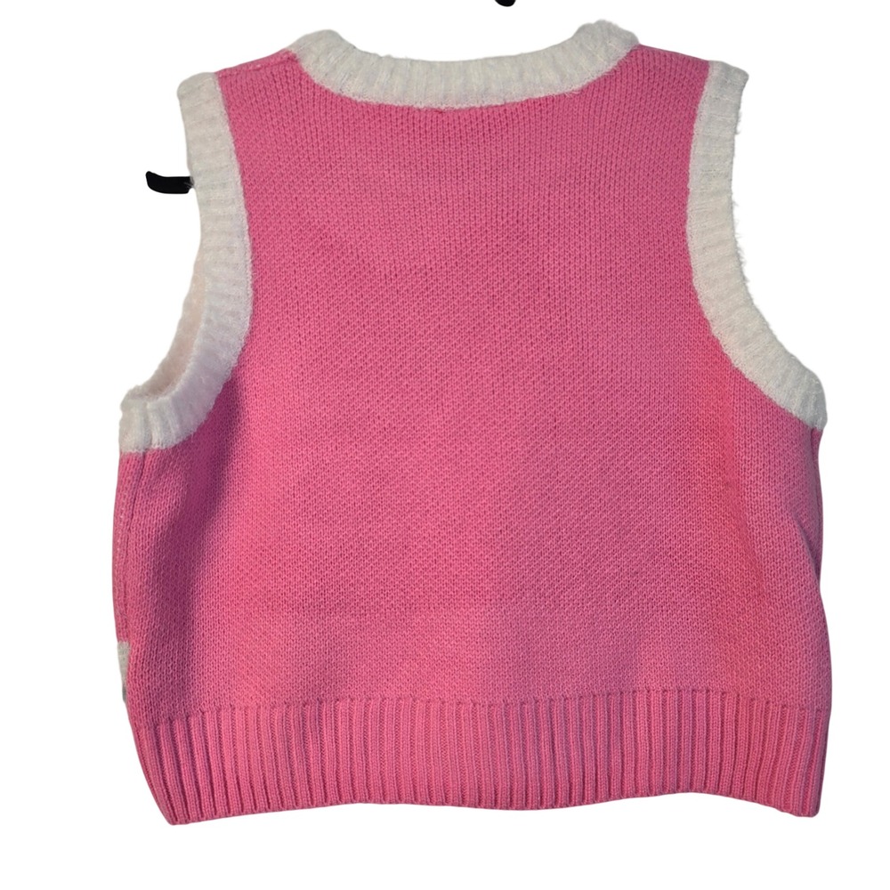 NWOT - Strawberry Shortcake Pink Christmas Sweater Vest Sequin Snowflake Fuzzy M - Picture 6 of 10